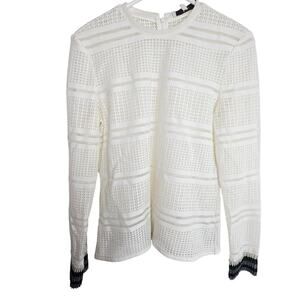 Tibi Womens Edwardian White Perforated Top Size 6 Stretch Designer Quiet Luxury